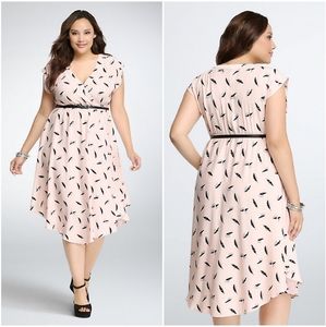 Torrid Cream Feather Surplice Dress